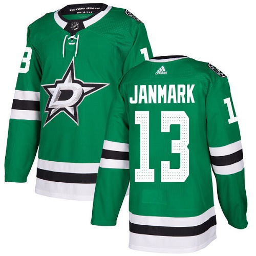 Adidas Stars #13 Mattias Janmark Green Home Authentic Stitched NHL Jersey